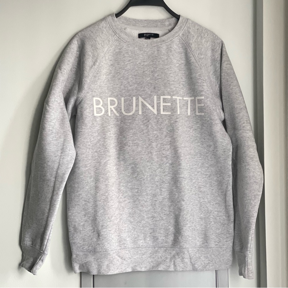 BRUNETTE THE LABEL Brunette Heather Grey Crewneck Sweatshirt - Picture 1 of 8